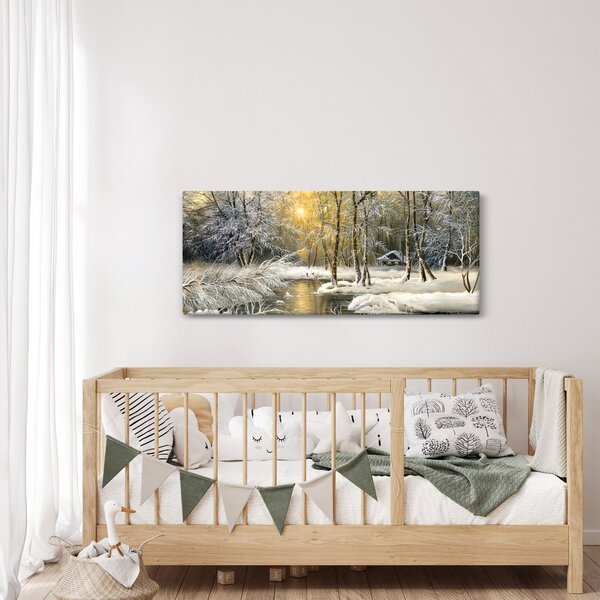 Slika - Koča v gozdu, oljna slika (120x50 cm)