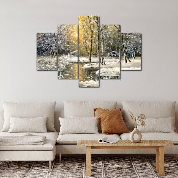 Slika - Koča v gozdu, oljna slika (150x105 cm)