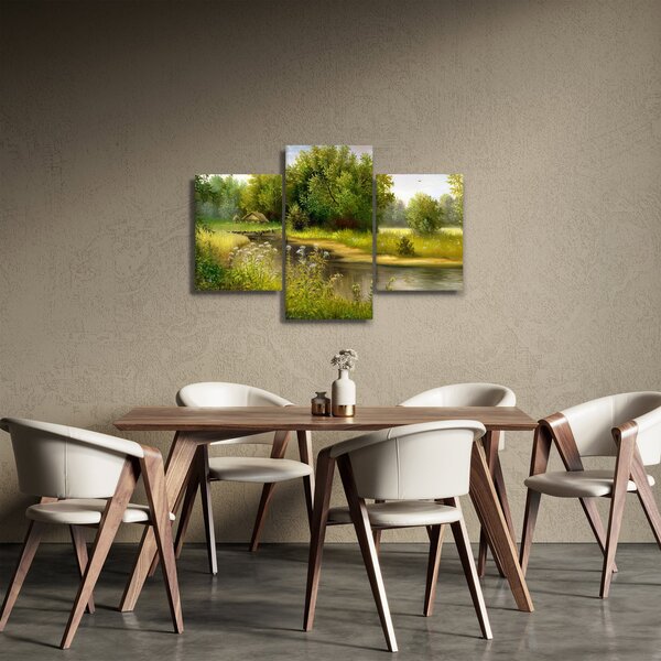 Slika - Reka ob gozdu, oljna slika (90x60 cm)