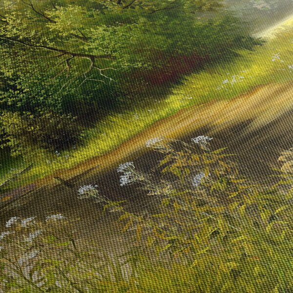 Slika - Reka ob gozdu, oljna slika (120x50 cm)
