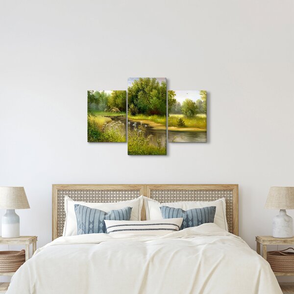 Slika - Reka ob gozdu, oljna slika (90x60 cm)
