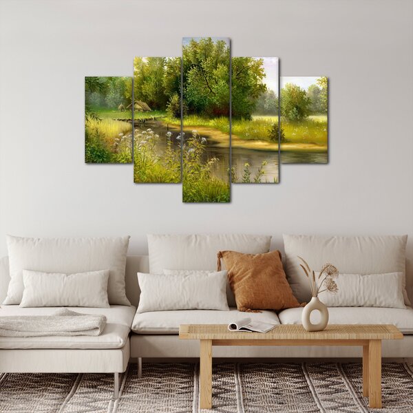 Slika - Reka ob gozdu, oljna slika (150x105 cm)