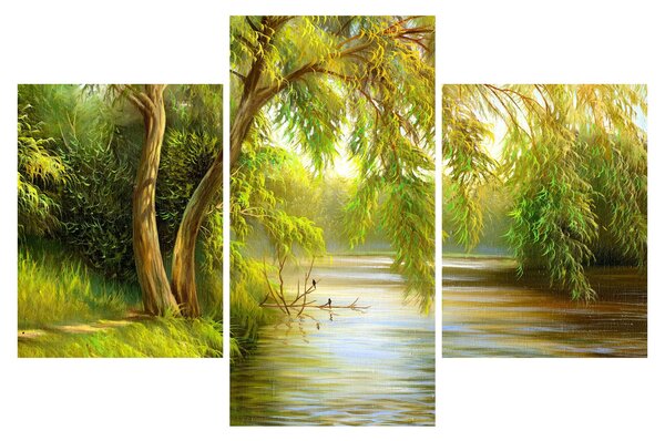 Slika - Vrba ob jezeru, oljna slika (90x60 cm)