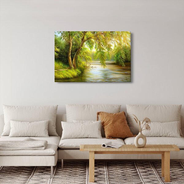 Slika - Vrba ob jezeru, oljna slika (90x60 cm)