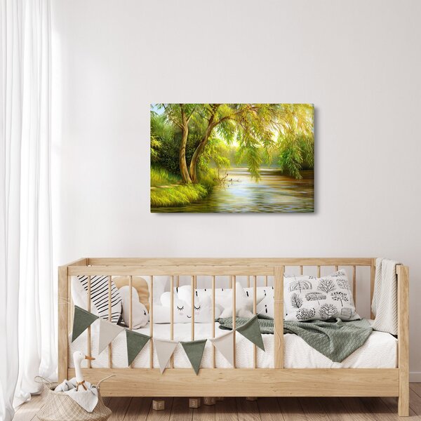 Slika - Vrba ob jezeru, oljna slika (90x60 cm)