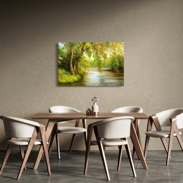 Slika - Vrba ob jezeru, oljna slika (90x60 cm)