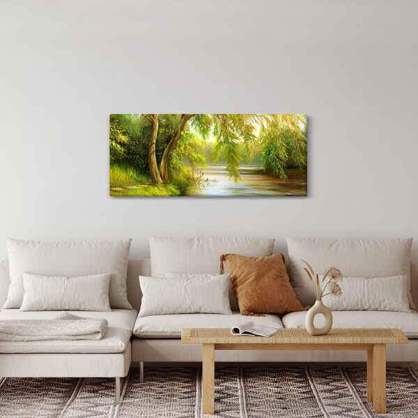 Slika - Vrba ob jezeru, oljna slika (120x50 cm)