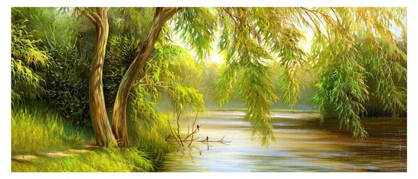 Slika - Vrba ob jezeru, oljna slika (120x50 cm)
