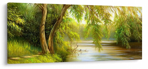 Slika - Vrba ob jezeru, oljna slika (120x50 cm)