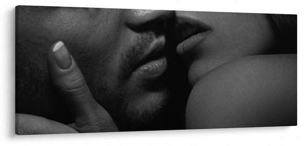 Slika - Poljub, črno-bela fotografija (120x50 cm)