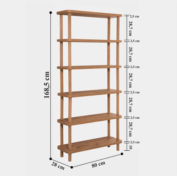 Polica za knjige u dekoru bora u prirodnoj boji 80x168,5 cm Step - Kalune Design