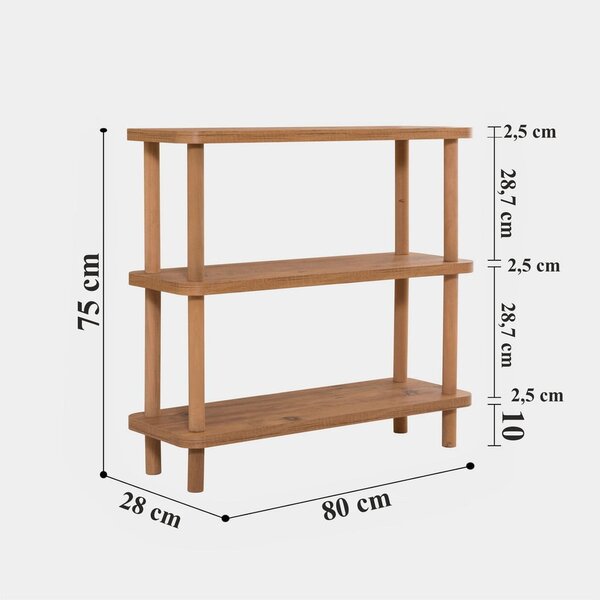 Polica za knjige u dekoru bora u prirodnoj boji 80x75 cm Step - Kalune Design