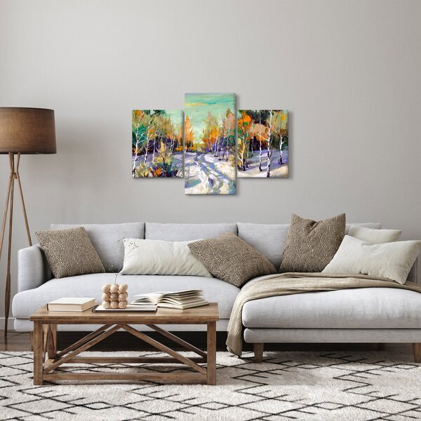 Slika - Zasnežena pot skozi gozd, oljna slika (90x60 cm)
