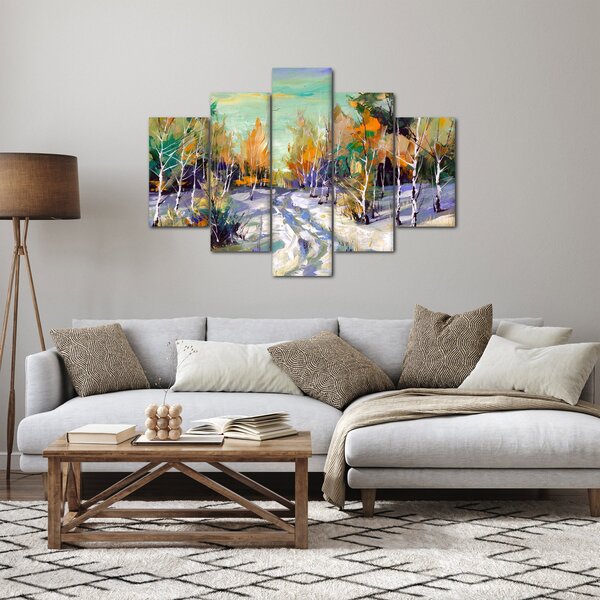Slika - Zasnežena pot skozi gozd, oljna slika (150x105 cm)