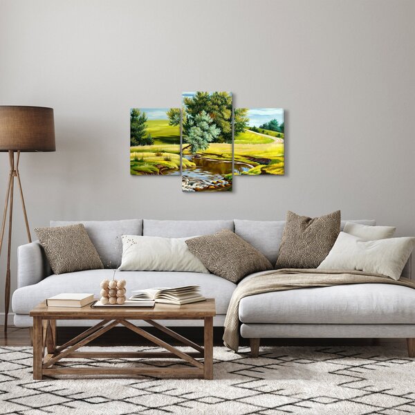 Slika - Reka med travniki, oljna slika (90x60 cm)