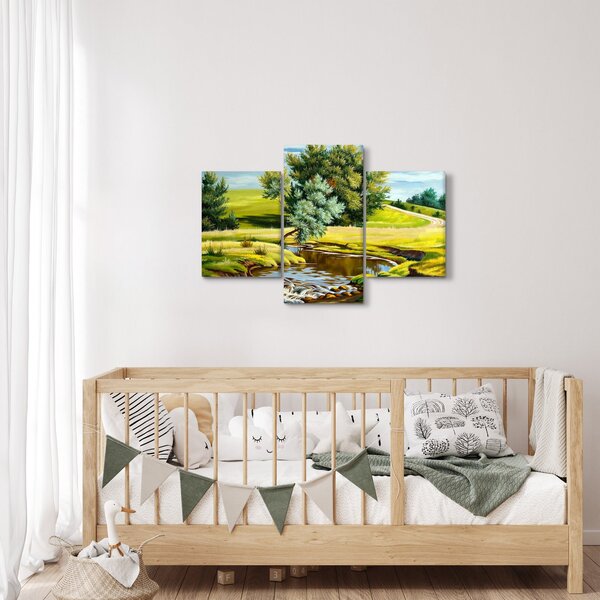 Slika - Reka med travniki, oljna slika (90x60 cm)