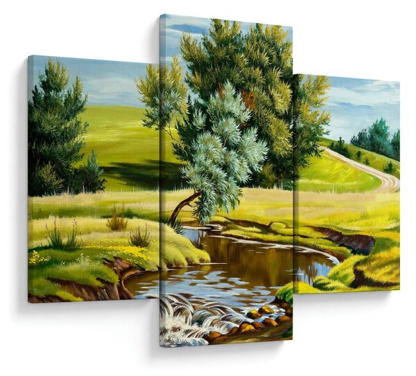 Slika - Reka med travniki, oljna slika (90x60 cm)