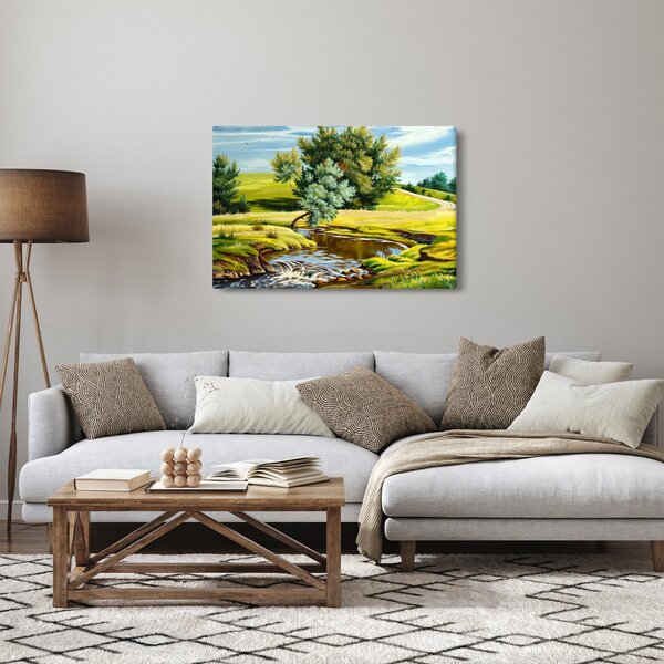 Slika - Reka med travniki, oljna slika (90x60 cm)