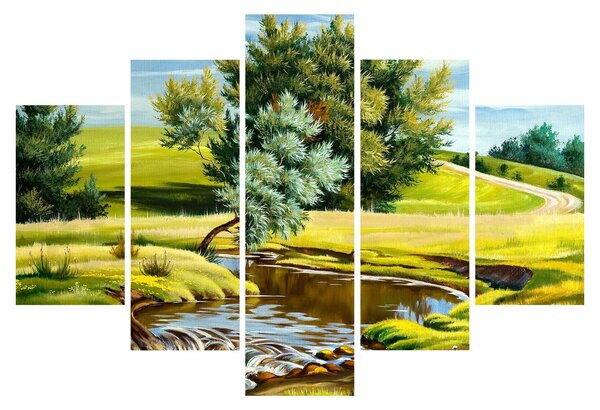Slika - Reka med travniki, oljna slika (150x105 cm)