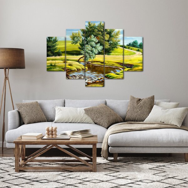 Slika - Reka med travniki, oljna slika (150x105 cm)