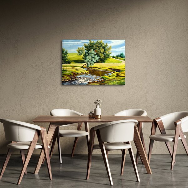 Slika - Reka med travniki, oljna slika (70x50 cm)