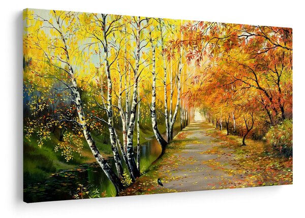 Slika - Romantična uličica ob vodi, oljna slika (90x60 cm)