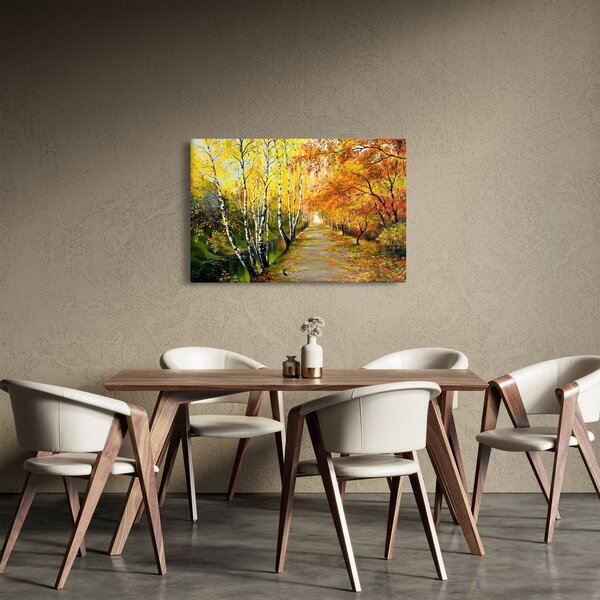 Slika - Romantična uličica ob vodi, oljna slika (90x60 cm)