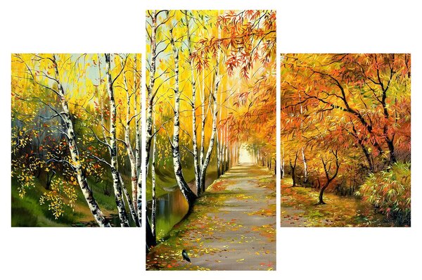 Slika - Romantična uličica ob vodi, oljna slika (90x60 cm)