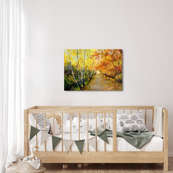 Slika - Romantična uličica ob vodi, oljna slika (70x50 cm)