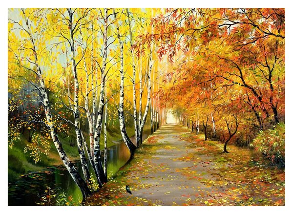 Slika - Romantična uličica ob vodi, oljna slika (70x50 cm)