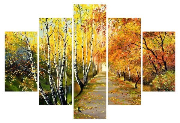 Slika - Romantična uličica ob vodi, oljna slika (150x105 cm)