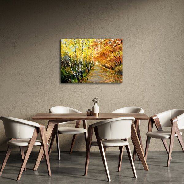 Slika - Romantična uličica ob vodi, oljna slika (70x50 cm)
