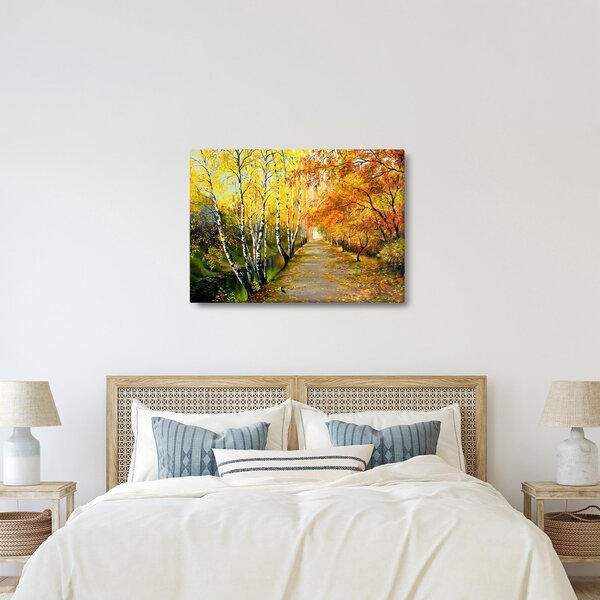 Slika - Romantična uličica ob vodi, oljna slika (70x50 cm)