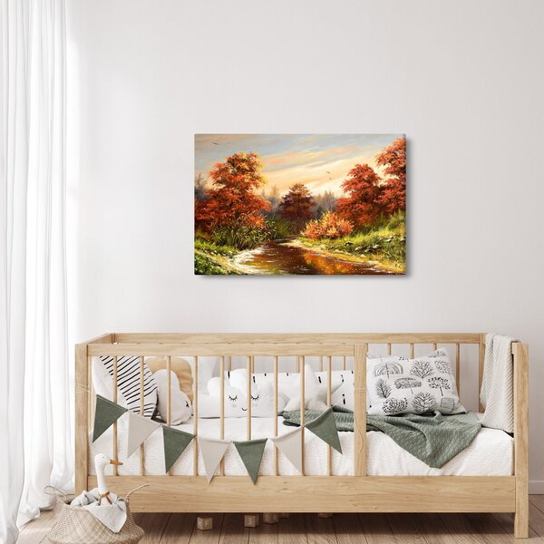 Podoba reke v jesenski pokrajini, oljna slika (90x60 cm)