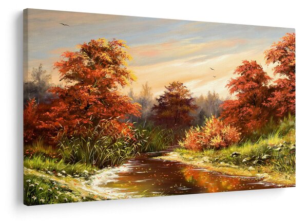 Podoba reke v jesenski pokrajini, oljna slika (90x60 cm)