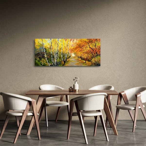 Slika - Romantična uličica ob vodi, oljna slika (120x50 cm)