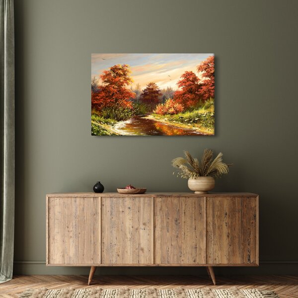 Podoba reke v jesenski pokrajini, oljna slika (90x60 cm)