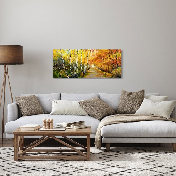 Slika - Romantična uličica ob vodi, oljna slika (120x50 cm)