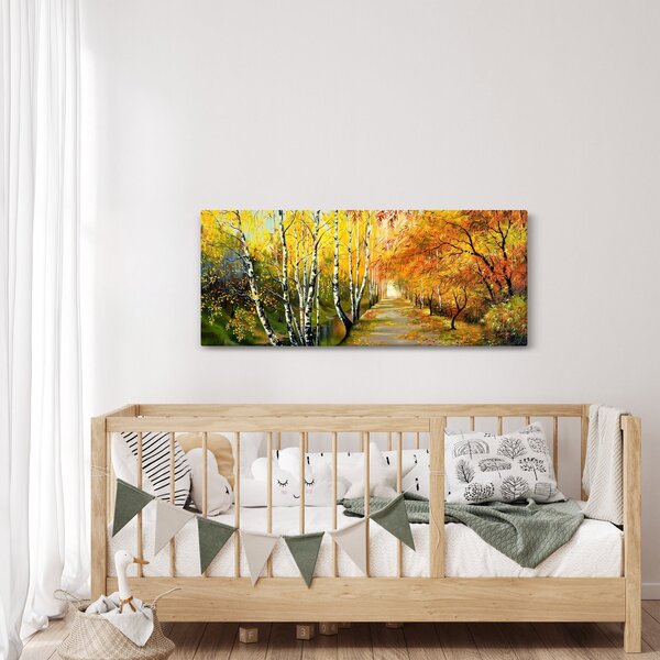 Slika - Romantična uličica ob vodi, oljna slika (120x50 cm)