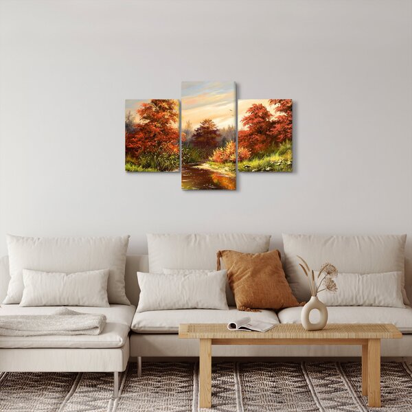 Podoba reke v jesenski pokrajini, oljna slika (90x60 cm)