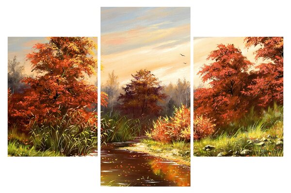 Podoba reke v jesenski pokrajini, oljna slika (90x60 cm)