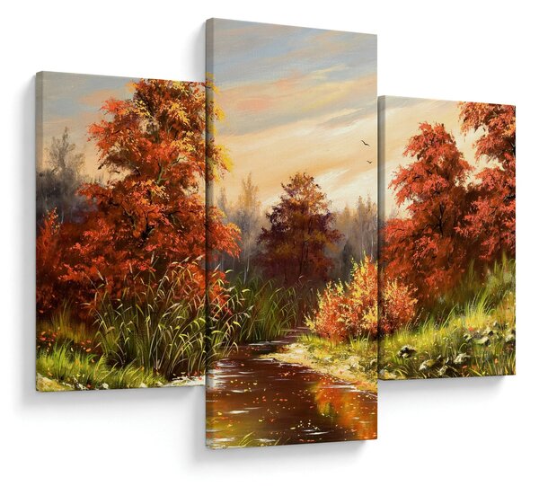 Podoba reke v jesenski pokrajini, oljna slika (90x60 cm)