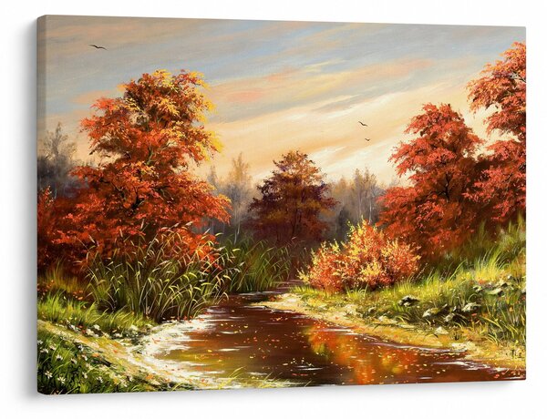 Podoba reke v jesenski pokrajini, oljna slika (70x50 cm)