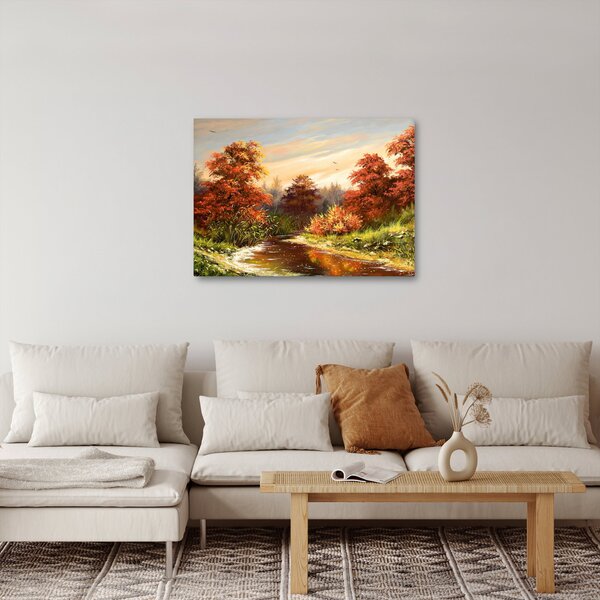 Podoba reke v jesenski pokrajini, oljna slika (70x50 cm)