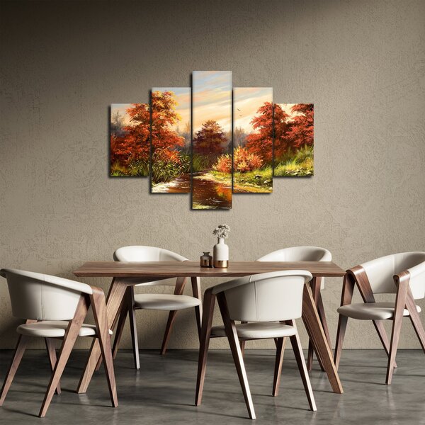 Podoba reke v jesenski pokrajini, oljna slika (150x105 cm)