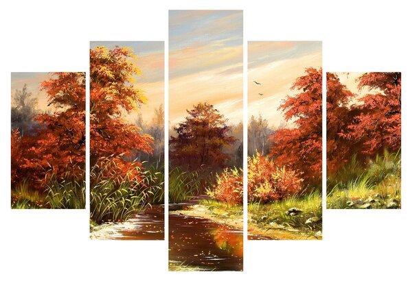 Podoba reke v jesenski pokrajini, oljna slika (150x105 cm)