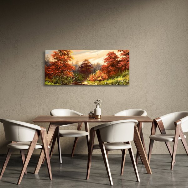 Podoba reke v jesenski pokrajini, oljna slika (120x50 cm)