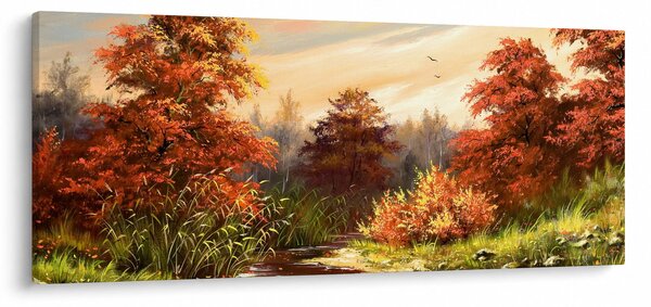Podoba reke v jesenski pokrajini, oljna slika (120x50 cm)