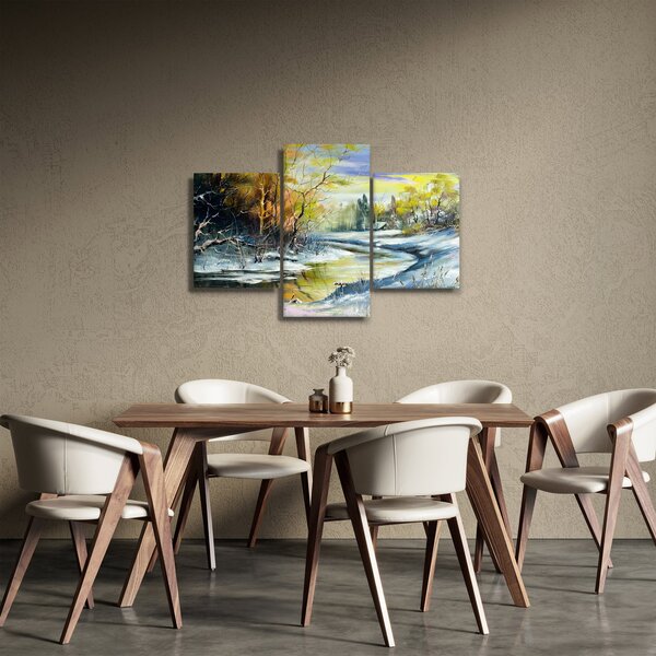 Slika zimske reke, oljna slika (90x60 cm)