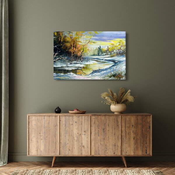 Slika zimske reke, oljna slika (90x60 cm)